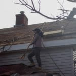 progress photo of roof decking before installing new shingles.