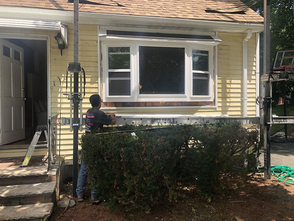 before photo of bay window installation