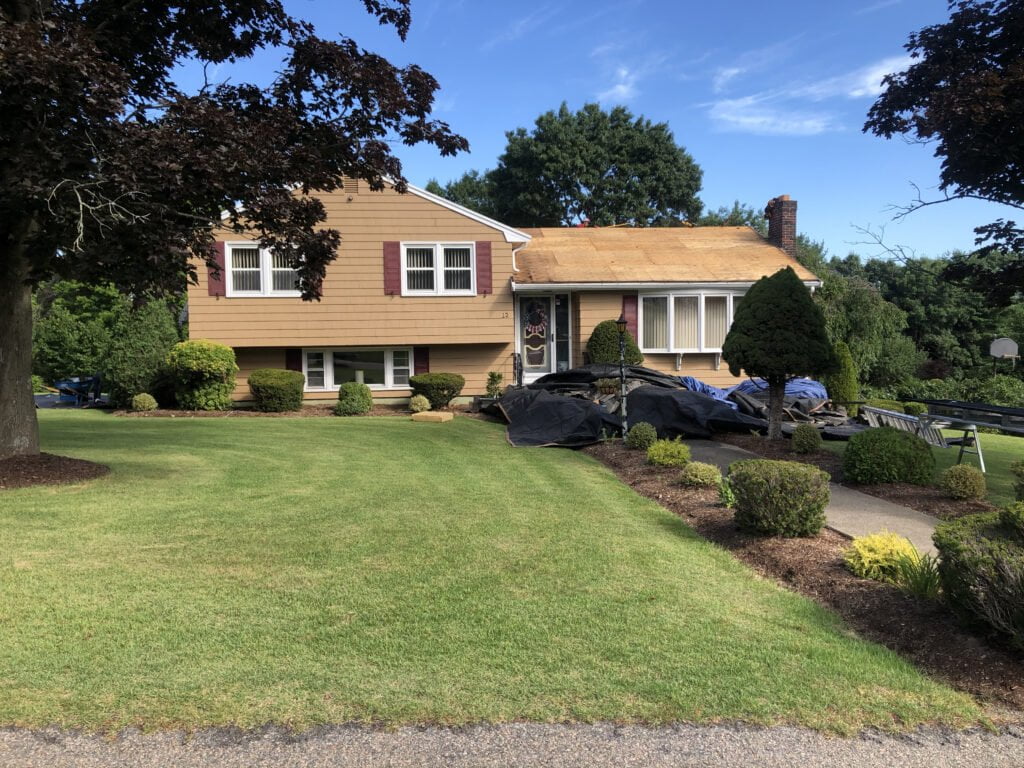 In progress photo of roof replacement