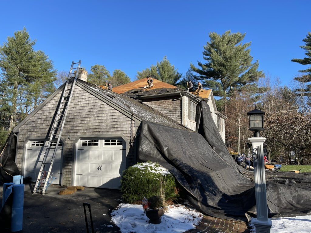 Deteriorating wood shingles