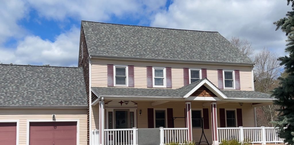 After photo showing new CertainTeed Colonial Slate Landmark Pro Asphalt shingles