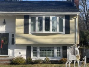 Brand new home replacement bow window after installation was completed.