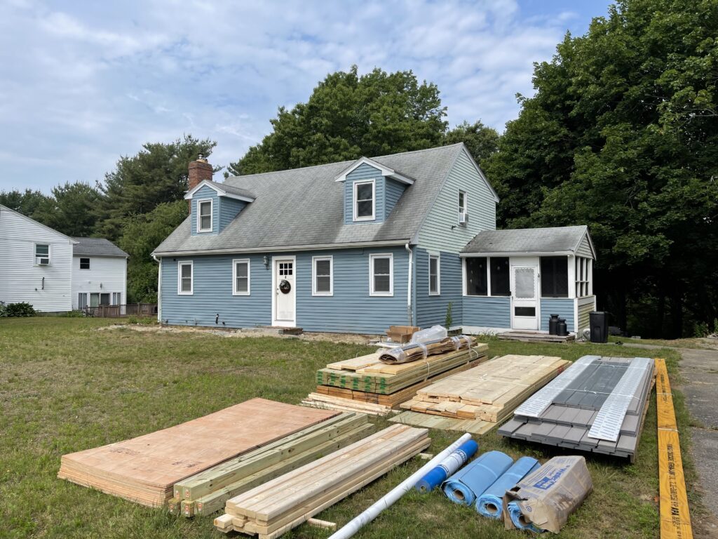 Before the exterior complete renovation in Walpole, MA