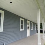 recessed lighting in soffits on new farmers porch in walpole, ma.