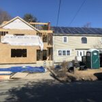 in progress photo of framing phase of addition in stoughton, ma.