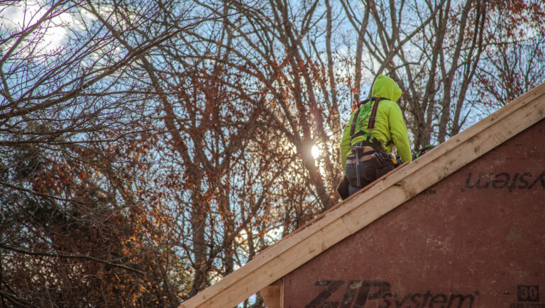 roof installers installing certainteed landmark pro shingles in stoughton, massachusetts