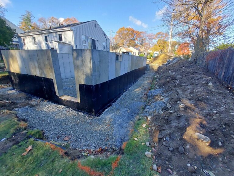 after photo showing concrete basement walls poured at our in-law addition in Stoughton, Massachusetts.