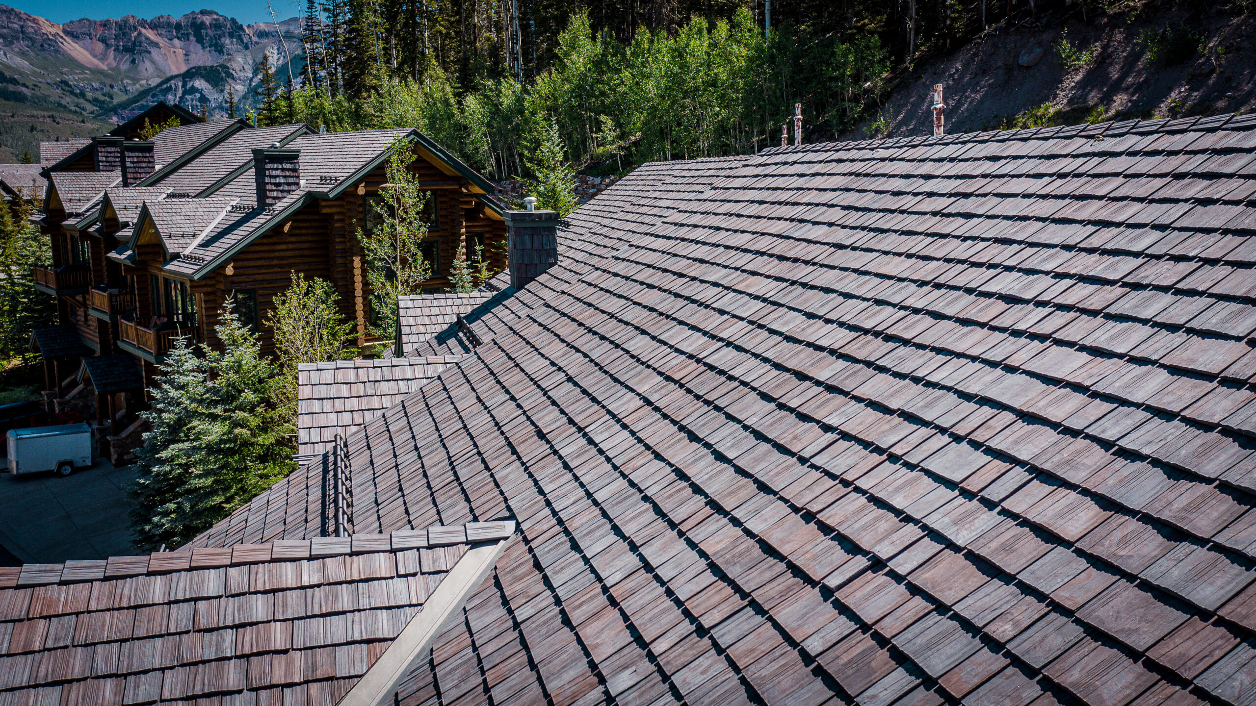 Brava roof tile - synthetic cedar shake aged roofing installation best for historic and coastal applications.