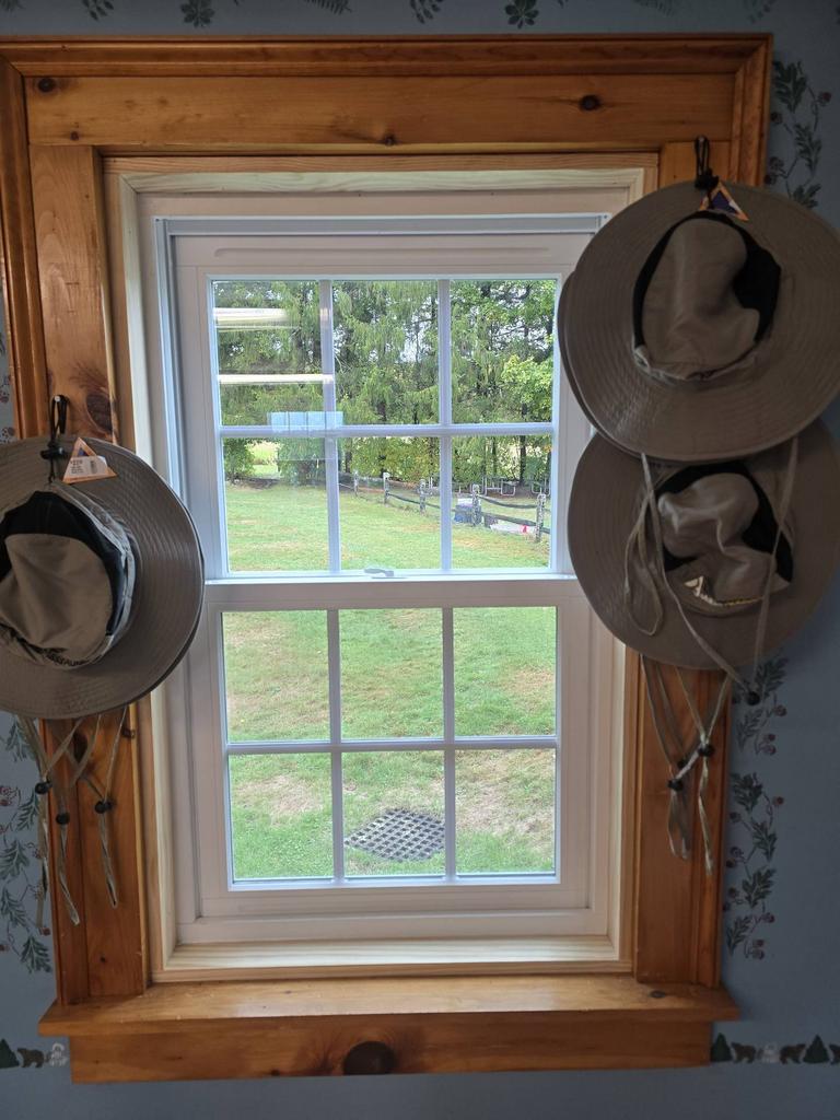 Interior view of Goodnow House showcasing historic window trim detail and Harvey Majesty energy-efficient wood windows, blending modern performance with 1786 architecture.