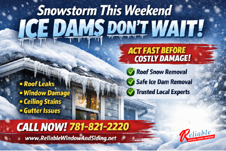 Ice Dam and Roof Snow Removal is essential to maintaining the roofs integrity. Contact Reliable Roofing, Siding, and Windows today for your FREE estimate.