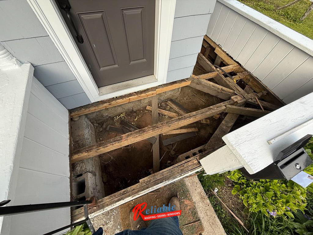 Unsafe framing identified before deck rebuild in Stoughton, MA
